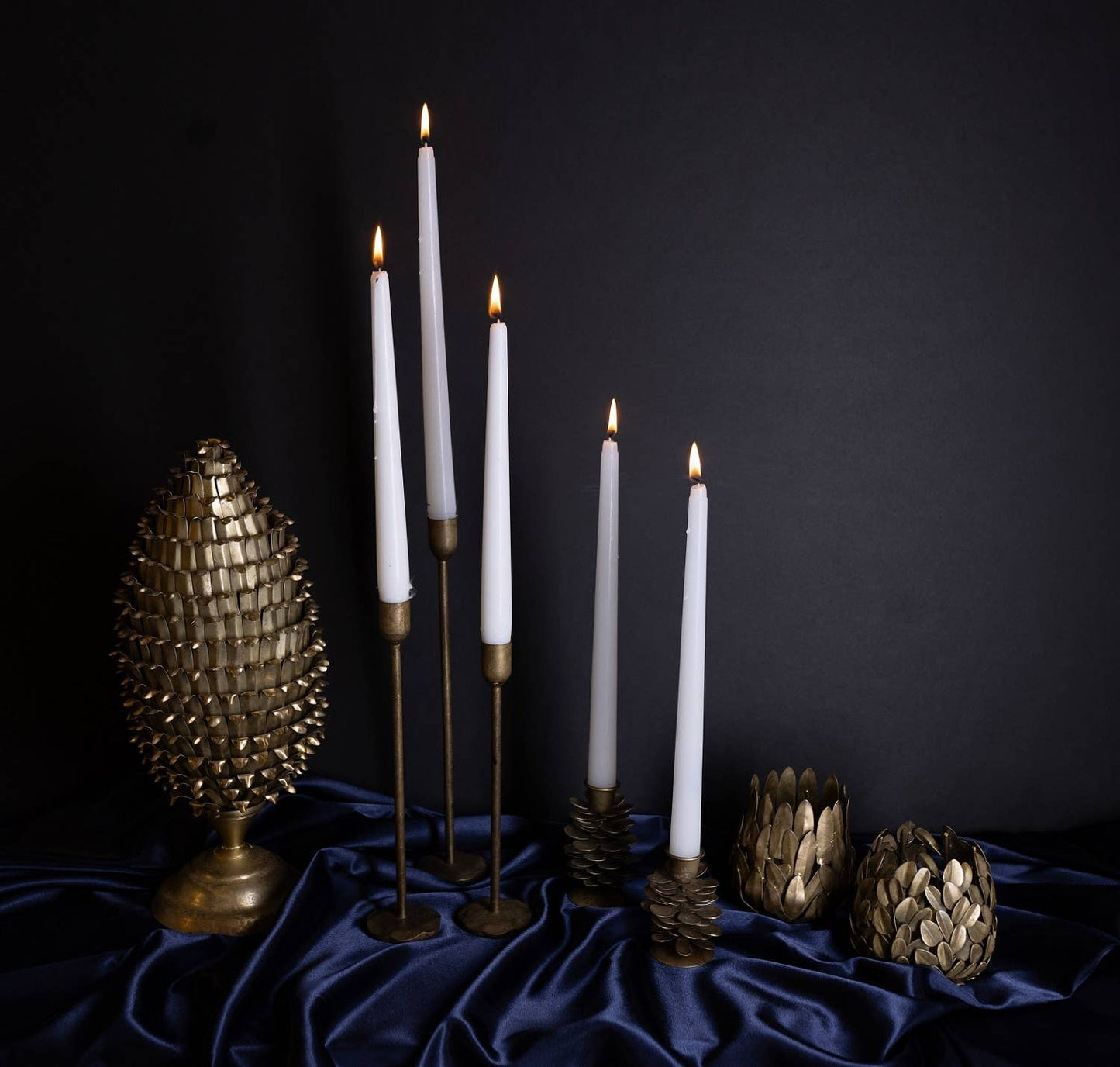 Tall Candle Holder Old Brass
