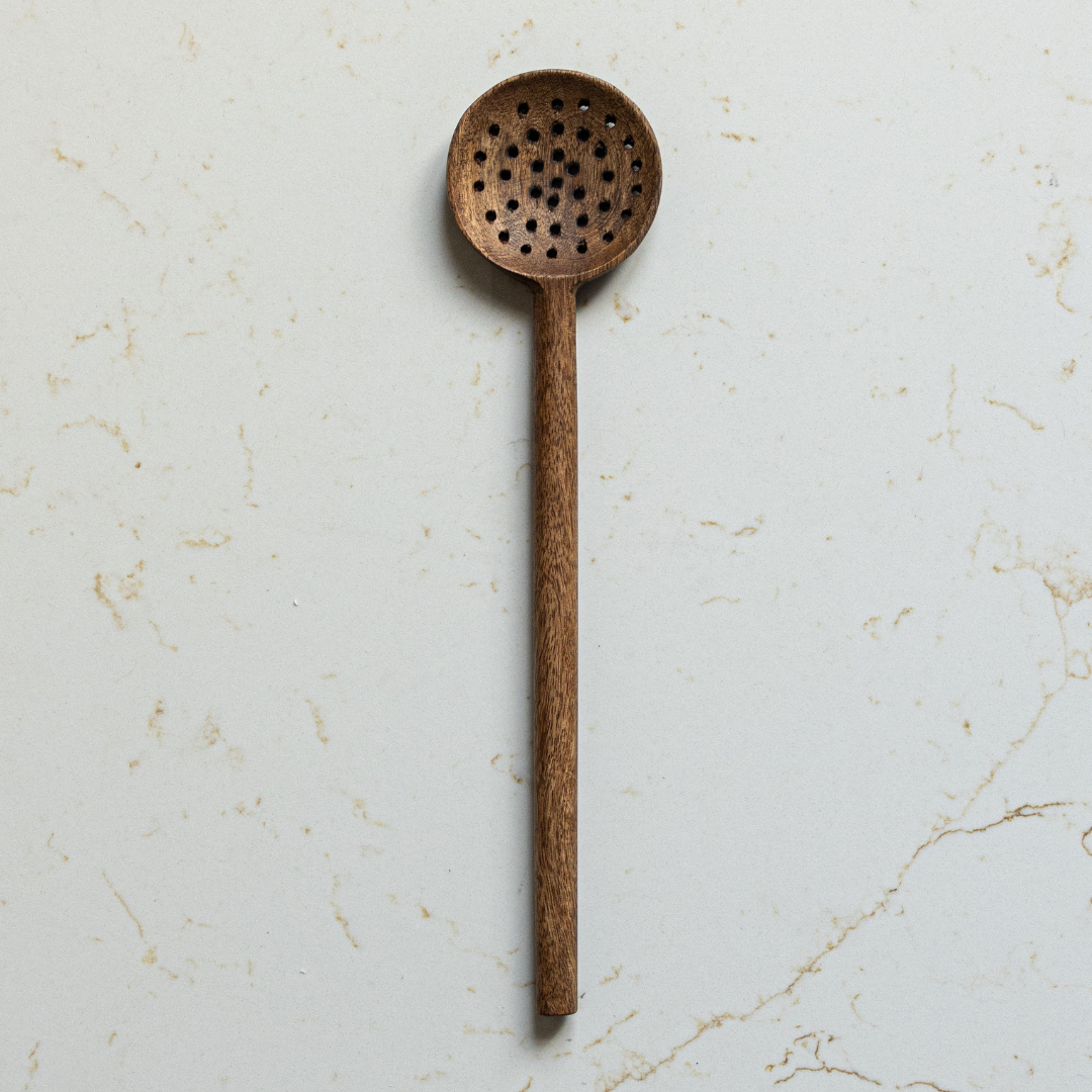 Mango Wood Kitchen Spoons: Slotted