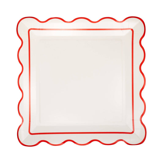 Cream Scalloped Square Plate
