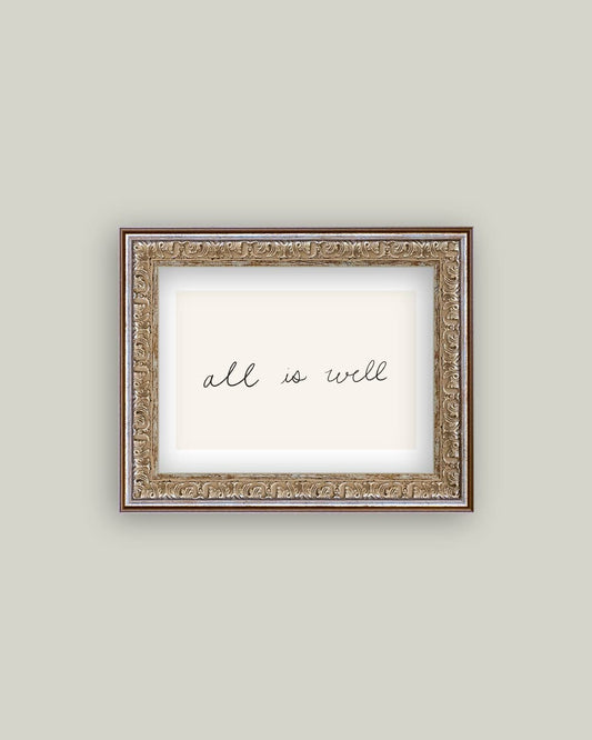 All Is Well Framed Antique Print: 10x8