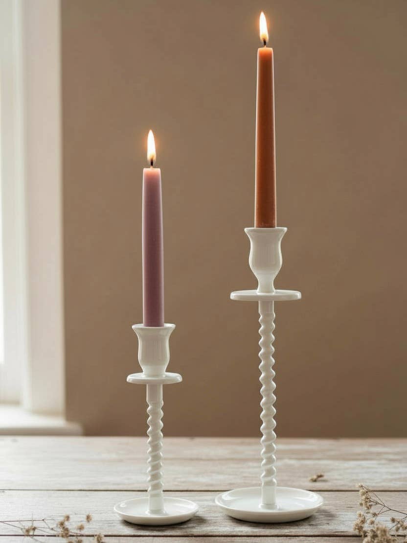 Corkscrew Taper Holder Off-White Small