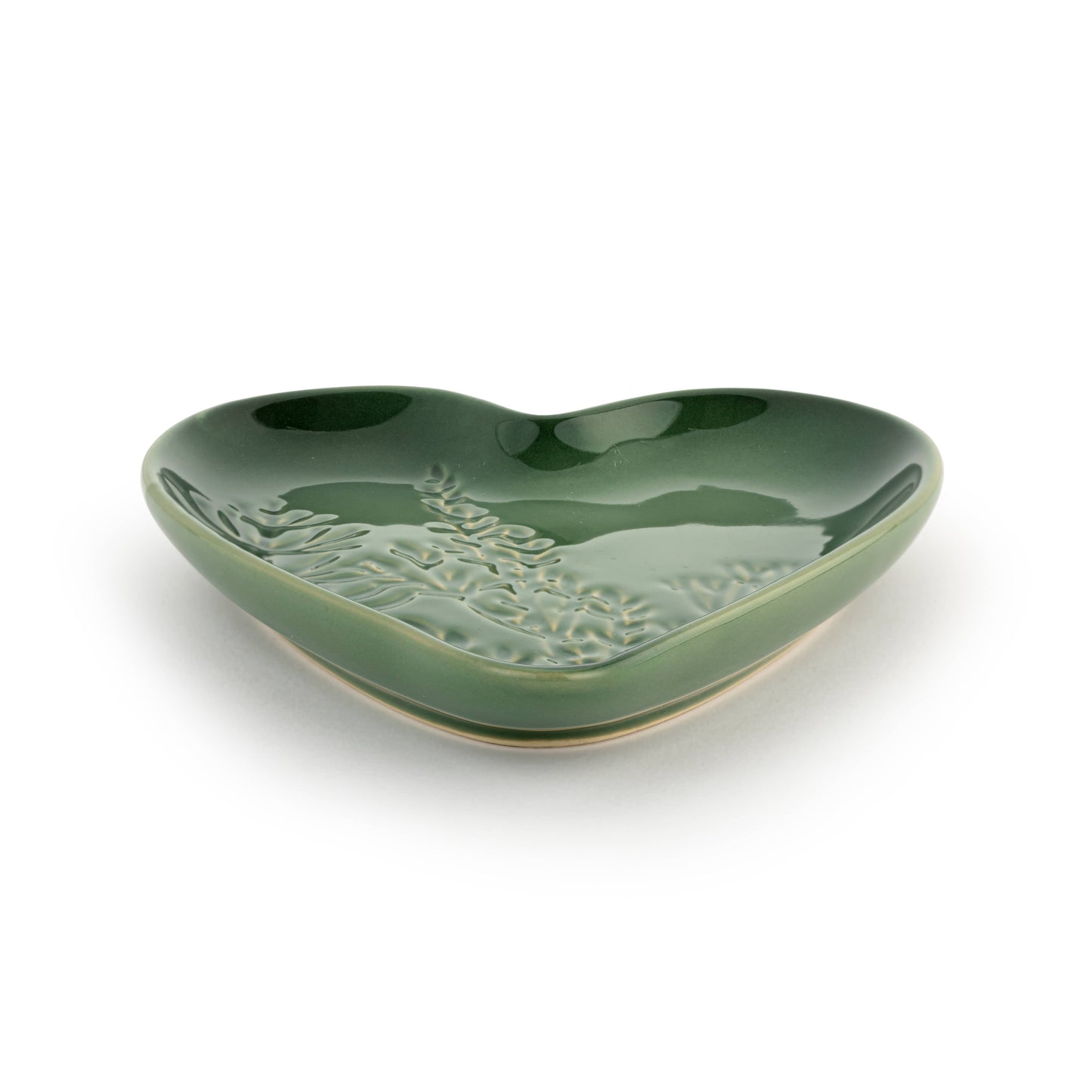 Green Pressed Floral Heart Spoon Rest - 4.5x6.5i