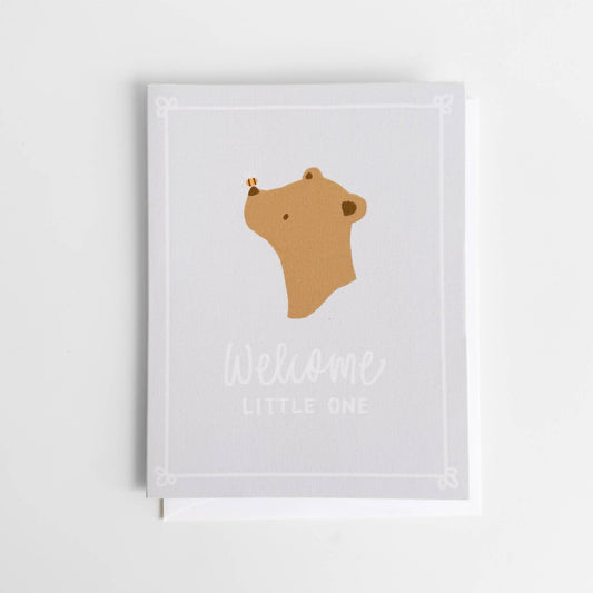 Bee Bear Greeting Card Welcome Baby