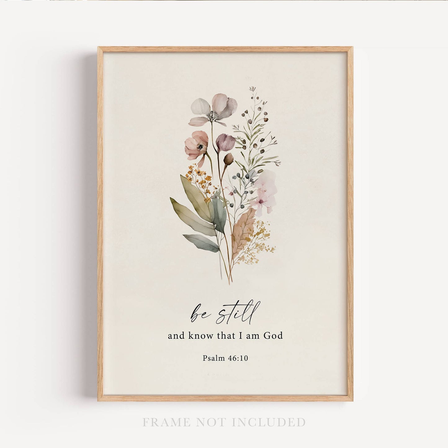 Be Still Floral Wall Art Print Christian Gift Decor: 11x14