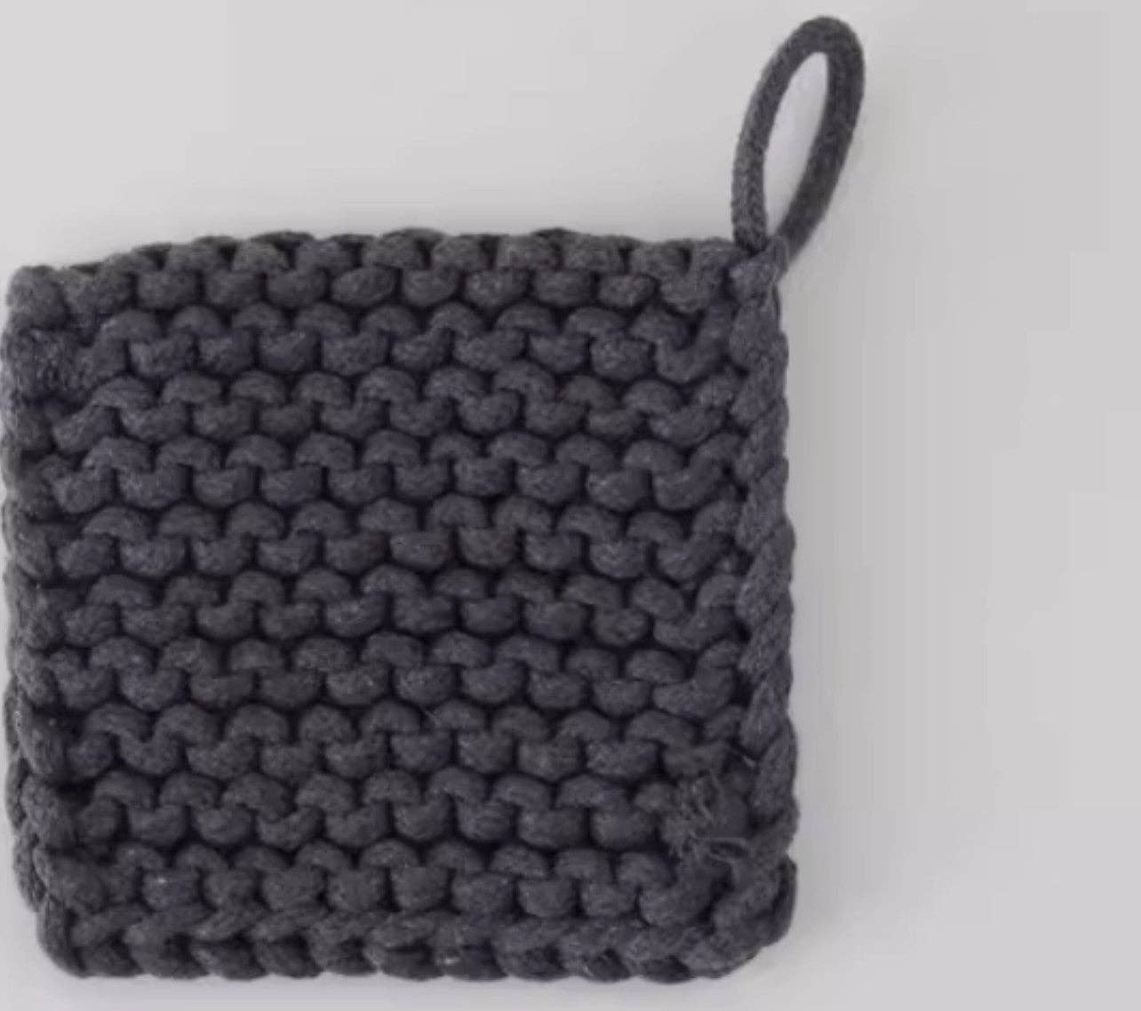 Cotton Crocheted Pot Holder: Khaki Small