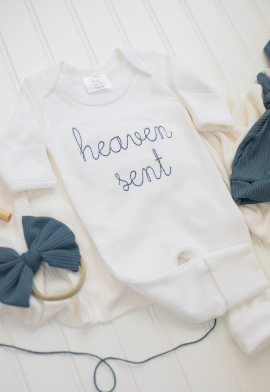 Baby Romper | Heaven Sent Blue: Newborn / Romper Only
