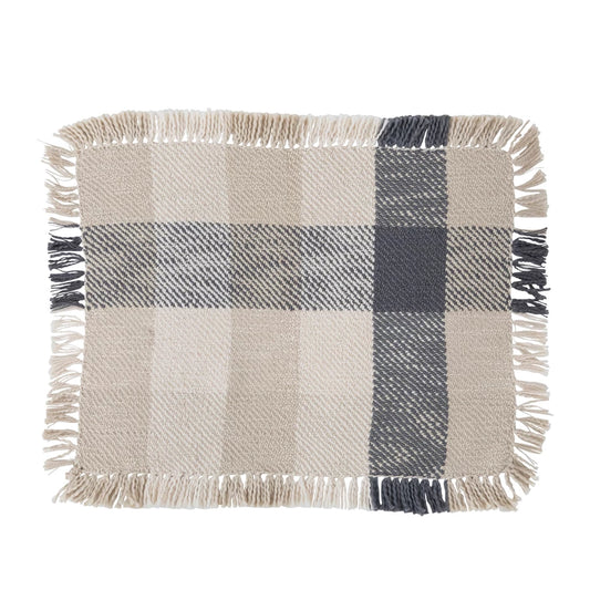 Woven Check Cotton Placemat with Fringe