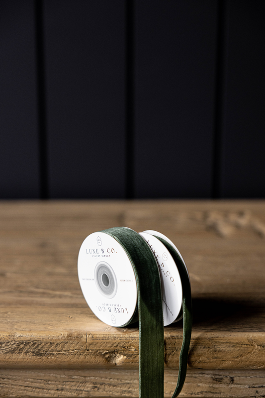 Forest Green Velvet Ribbon Holiday Decor: Small