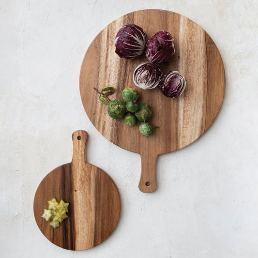 Large Suar Wood Cheese/Cutting Board w/ Handle, Natural