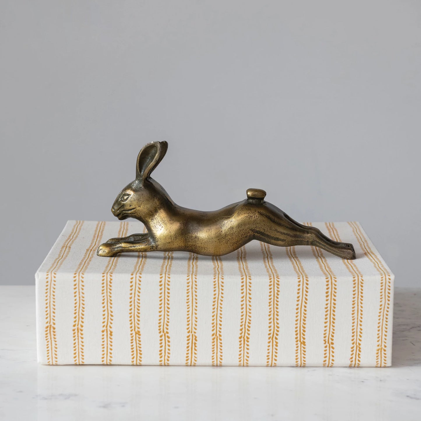 Cast Aluminum Rabbit, Antique Brass Finish