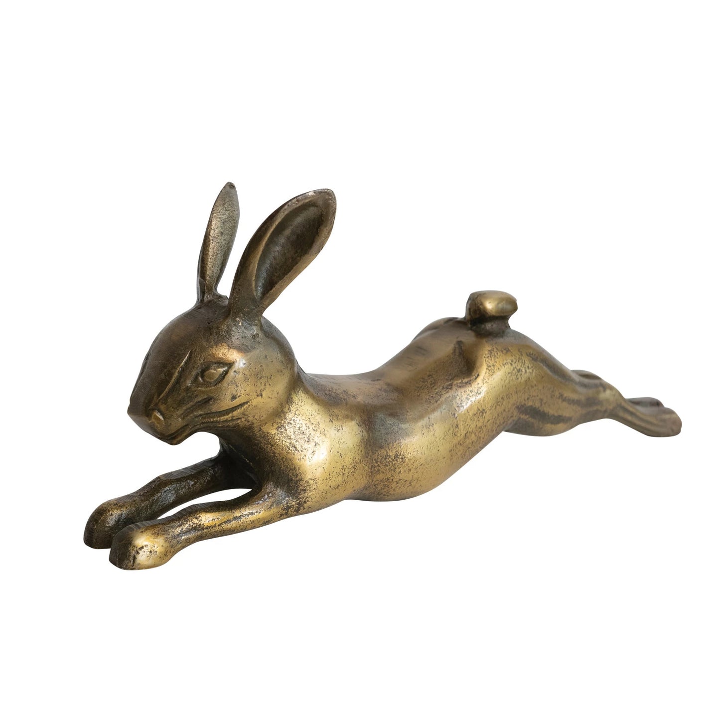 Cast Aluminum Rabbit, Antique Brass Finish