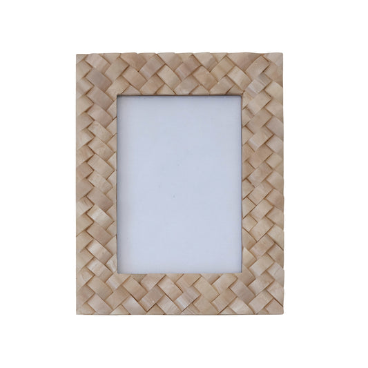 Woven Resin Photo Frame, Ivory Color (Holds 5" x 7" Photo)