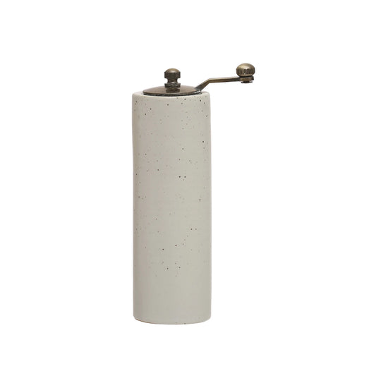White Stoneware Salt/Pepper Grinder, White