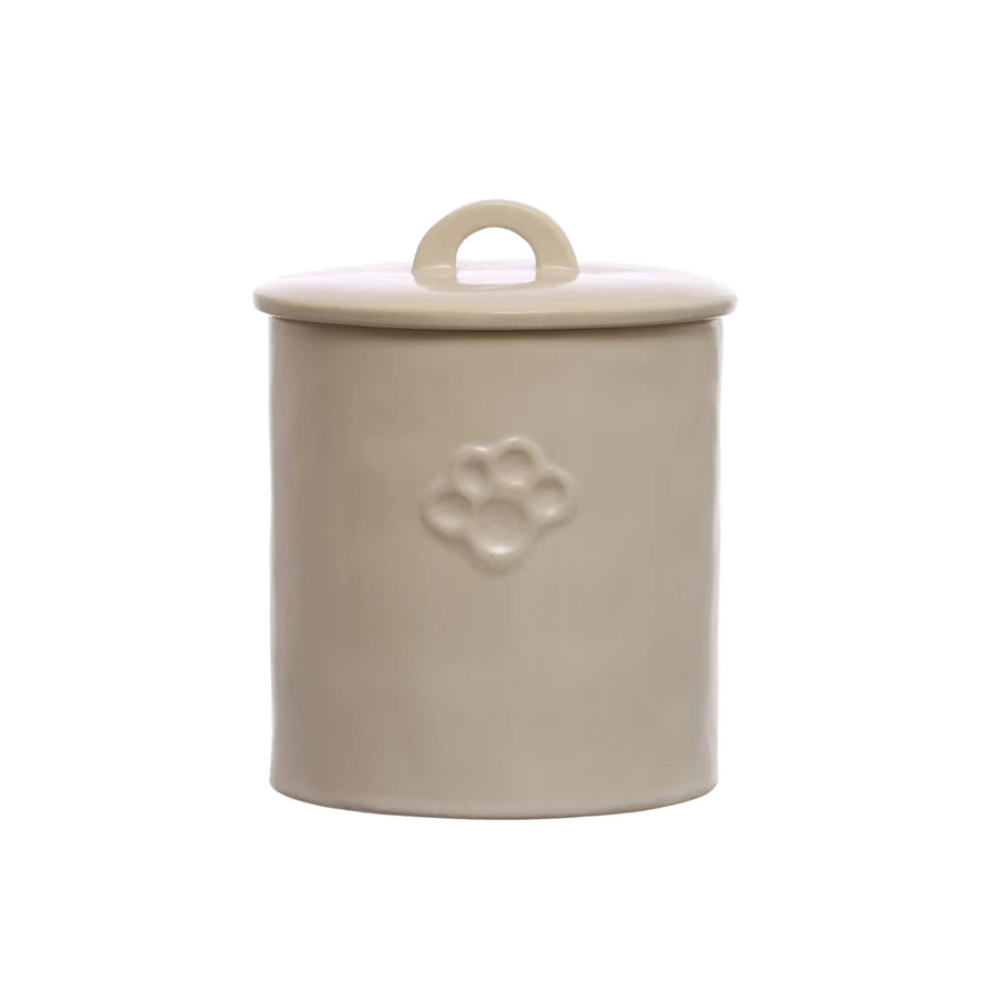 Stoneware Treat Canister w/ Paw Print