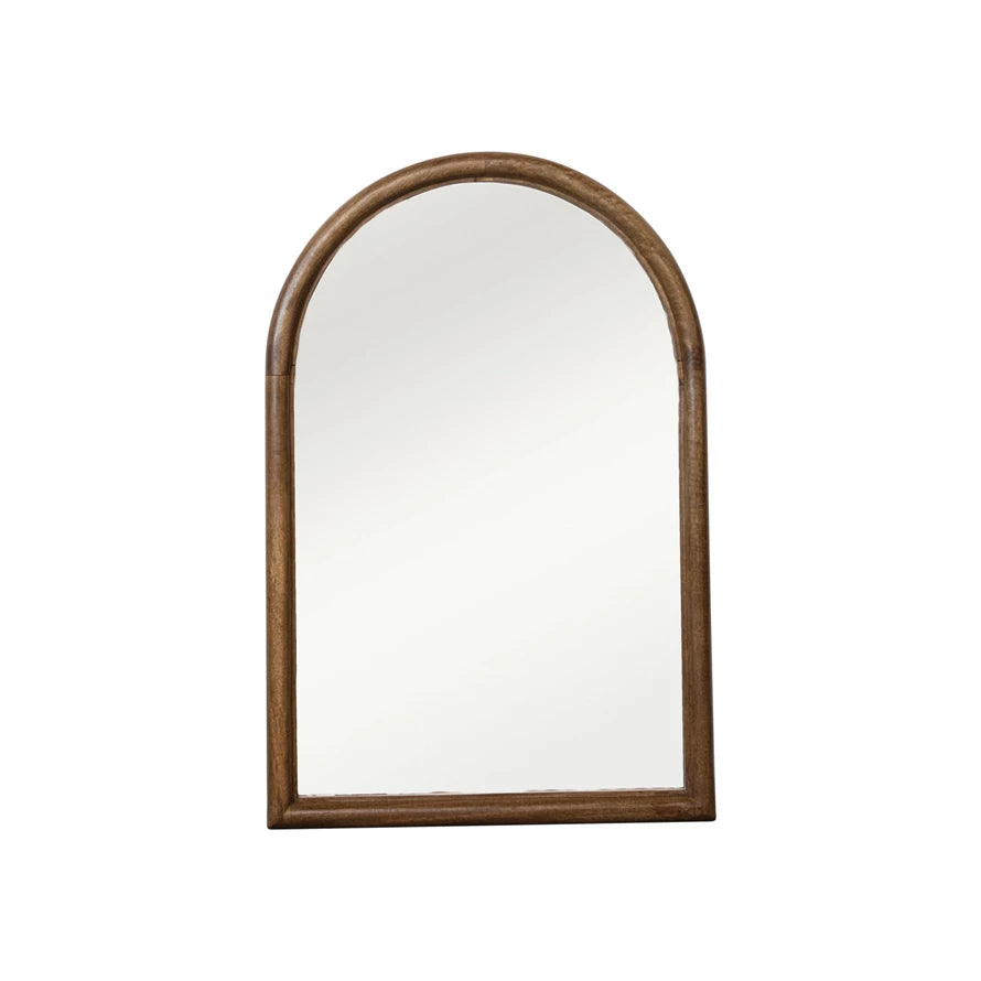 Arched Mango Wood Framed Wall Mirror