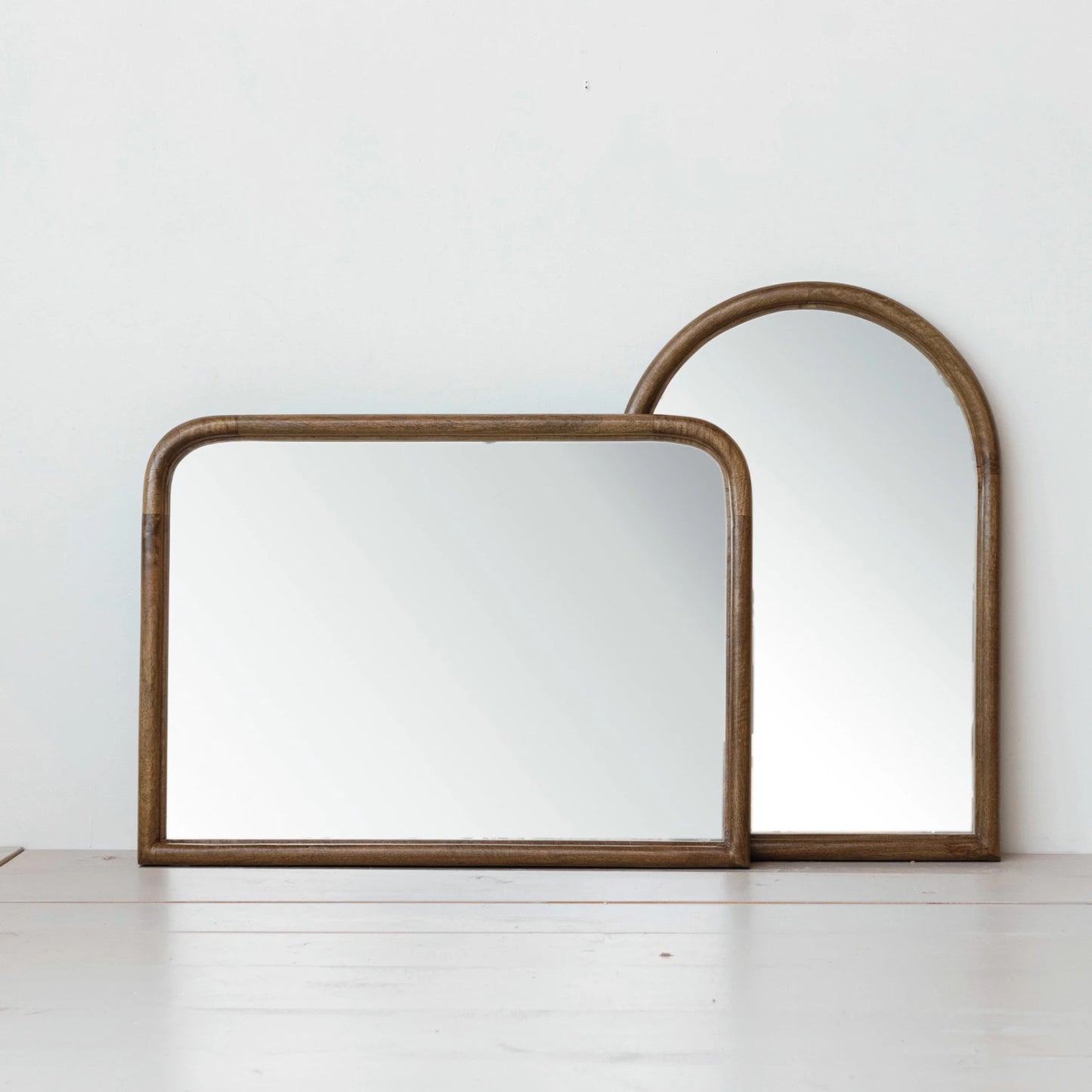 Arched Mango Wood Framed Wall Mirror