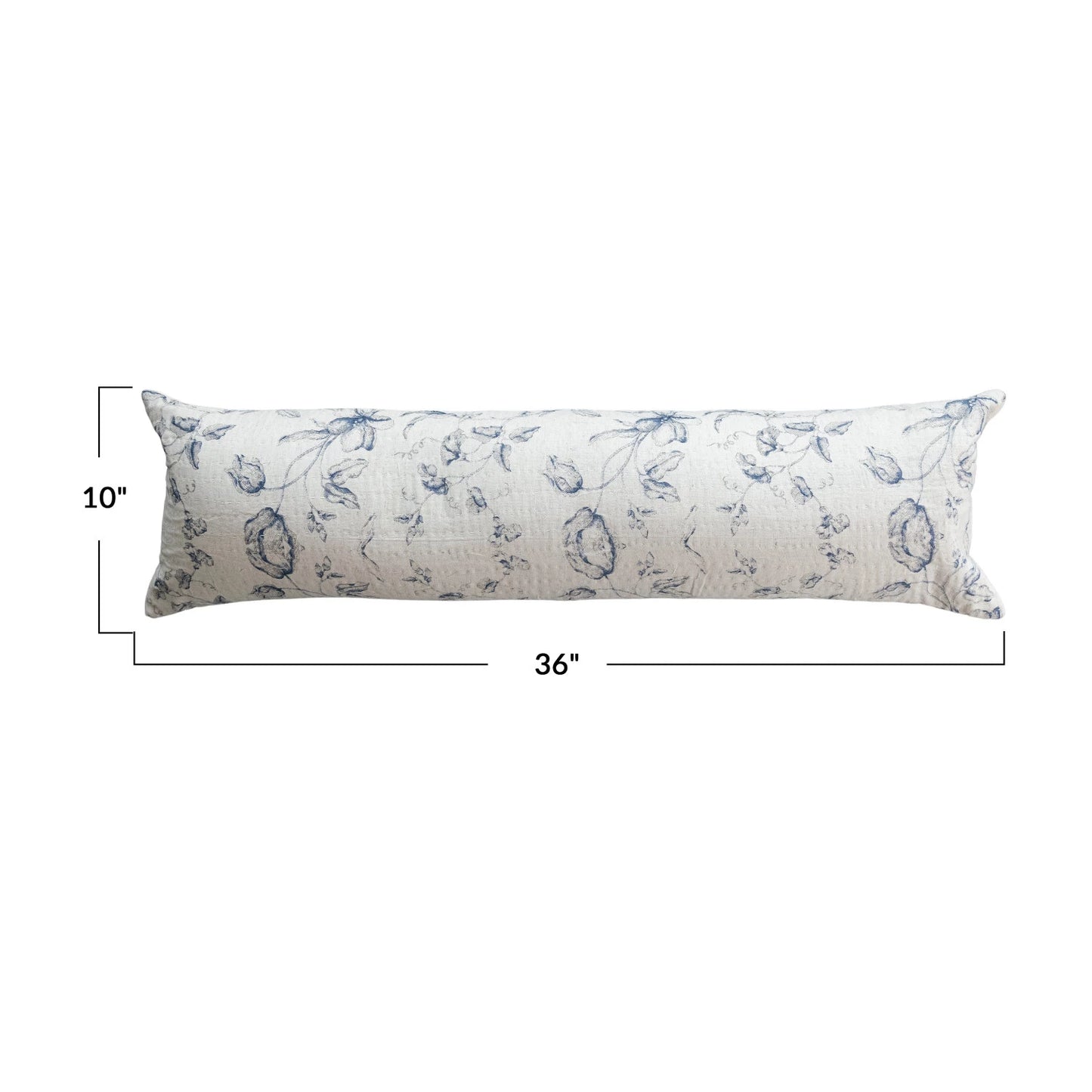 36"L x 10"H Cotton & Linen Printed Lumbar Pillow (Each One Will Vary)