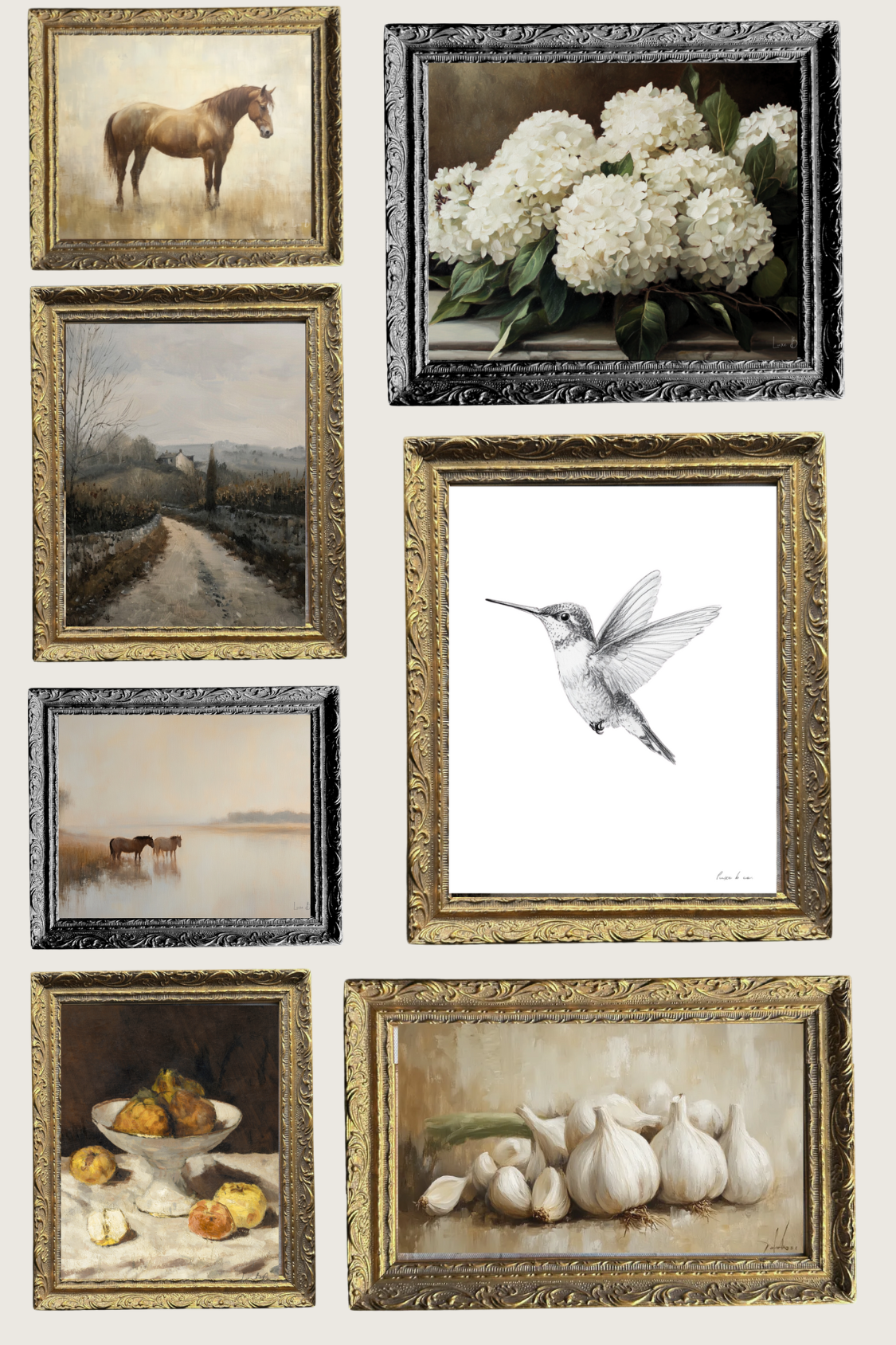 Lakeside Property | French Brass Gold Mould Framed Art: 5 x 7