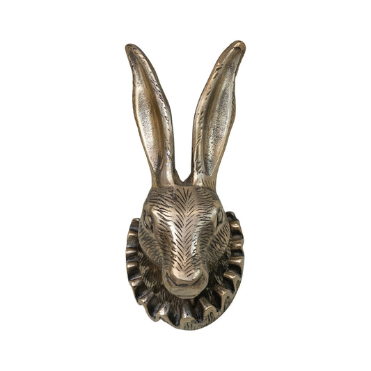 Cast Aluminum Rabbit Head with Ruff Collar Wall Décor
