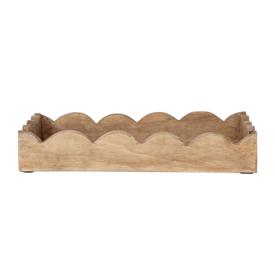 Mango Wood Scalloped Tray, Natural