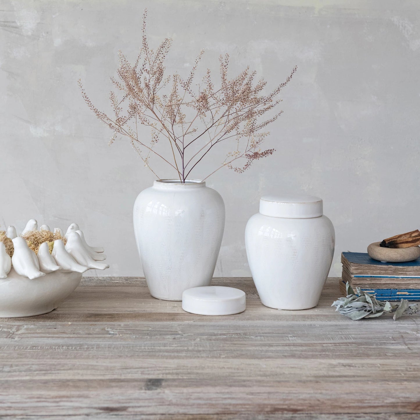 Stoneware Ginger Jar with Lid