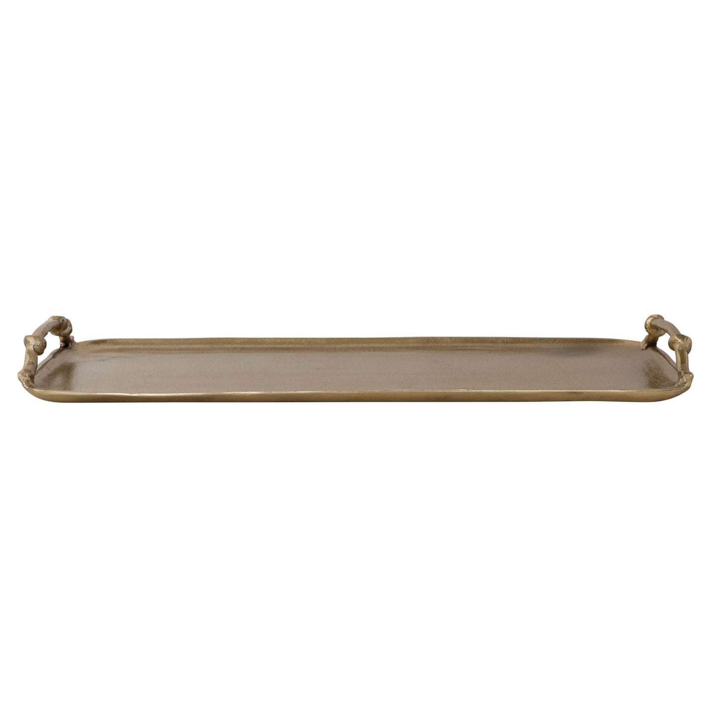 Cast Aluminum Tray with Handles, Gold Finish