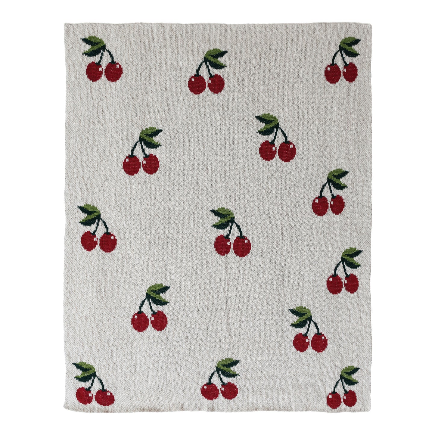 Cotton Knit Baby Blanket with Cherries