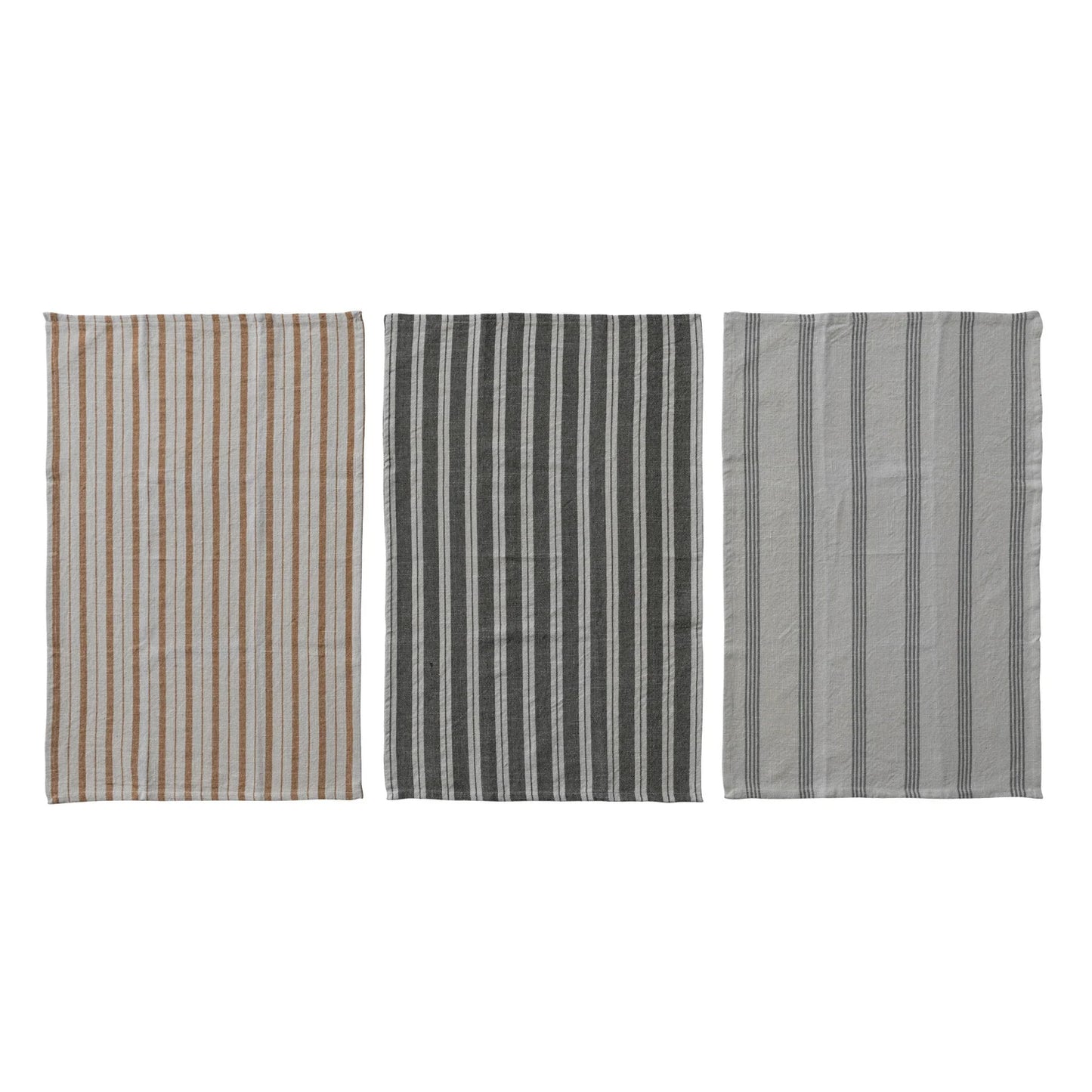 Woven Cotton Slub Tea Towel with Stripes, 3 Styles Available