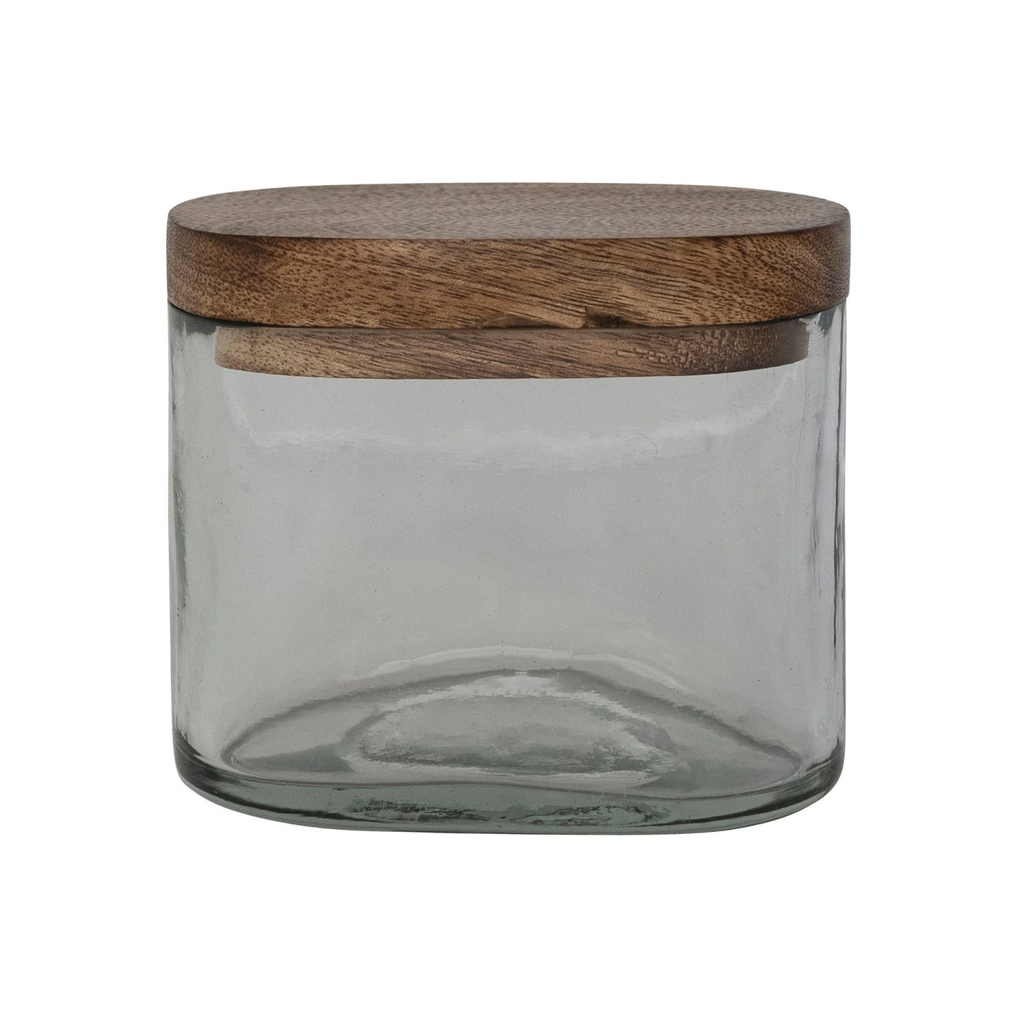 8 oz. Hand-Blown Glass Jar with Mango Wood Lid, Natural