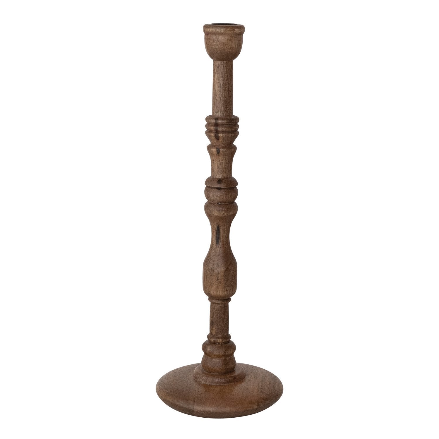 Turned Mango Wood Taper Holder, Natural