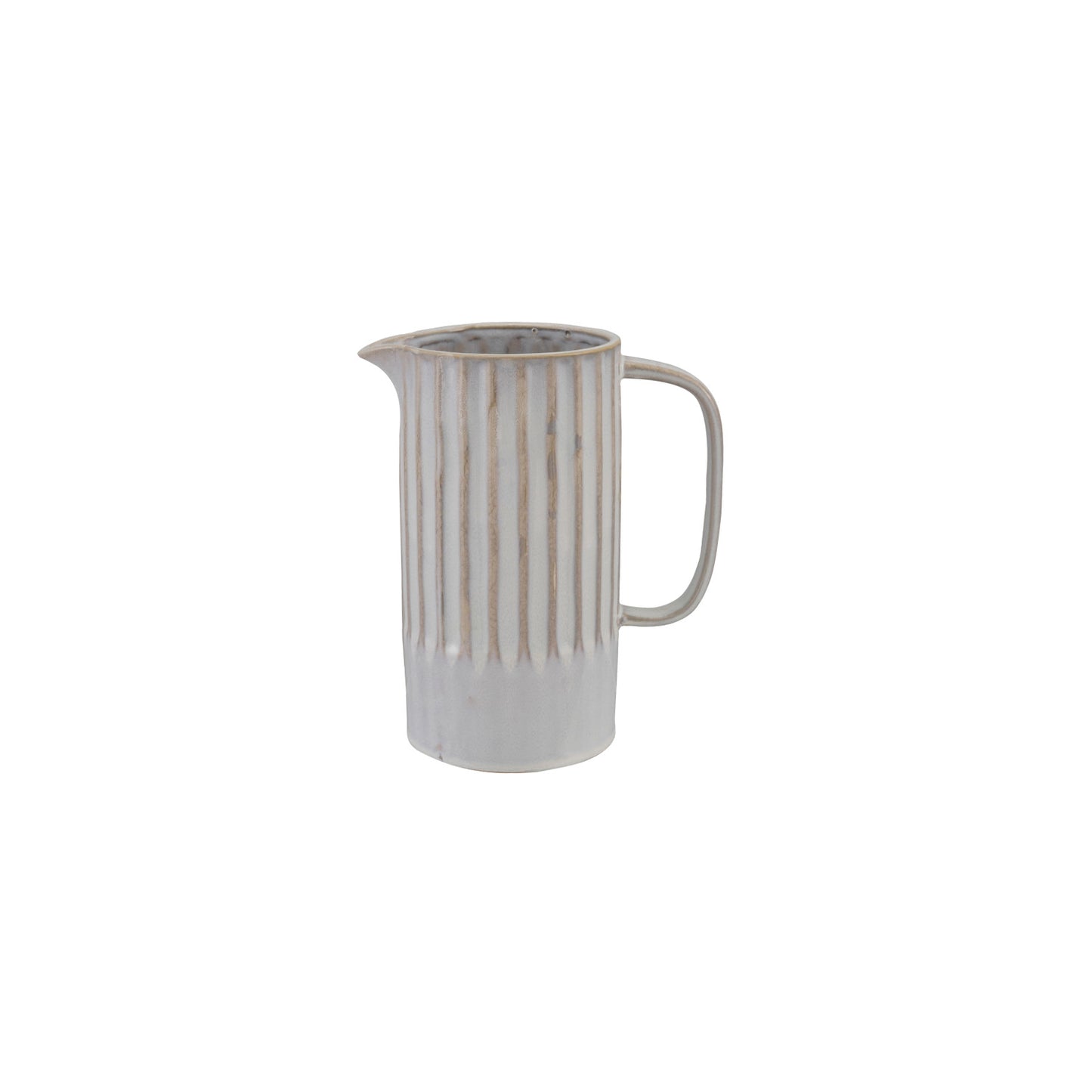 Stoneware Ribbed Pitcher, White (Each One Will Vary)