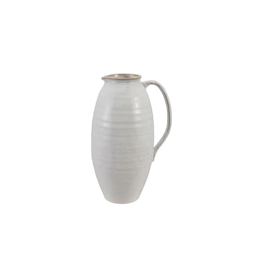 3-3/4 Quart Stoneware Pitcher, White (Each One Will Vary)