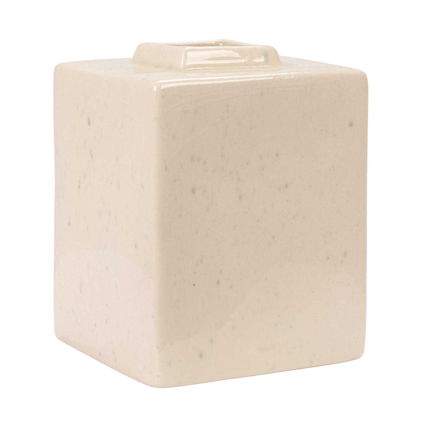 Stoneware Vase, Reactive Crackle Glaze, Cream Color (Each One Will Vary)