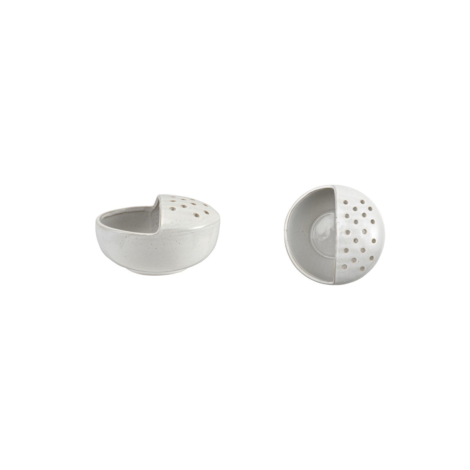 6-3/4" Round x 4"H Stoneware Strainer Bowl, White (Each One Will Vary)