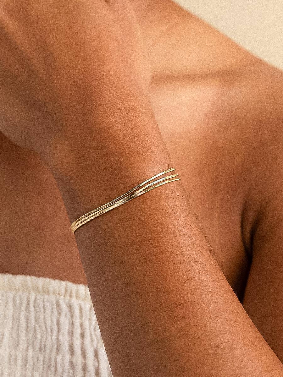 Germaine 18K Gold Non-Tarnish Classic Thin Chain Bracelet: Yellow Gold
