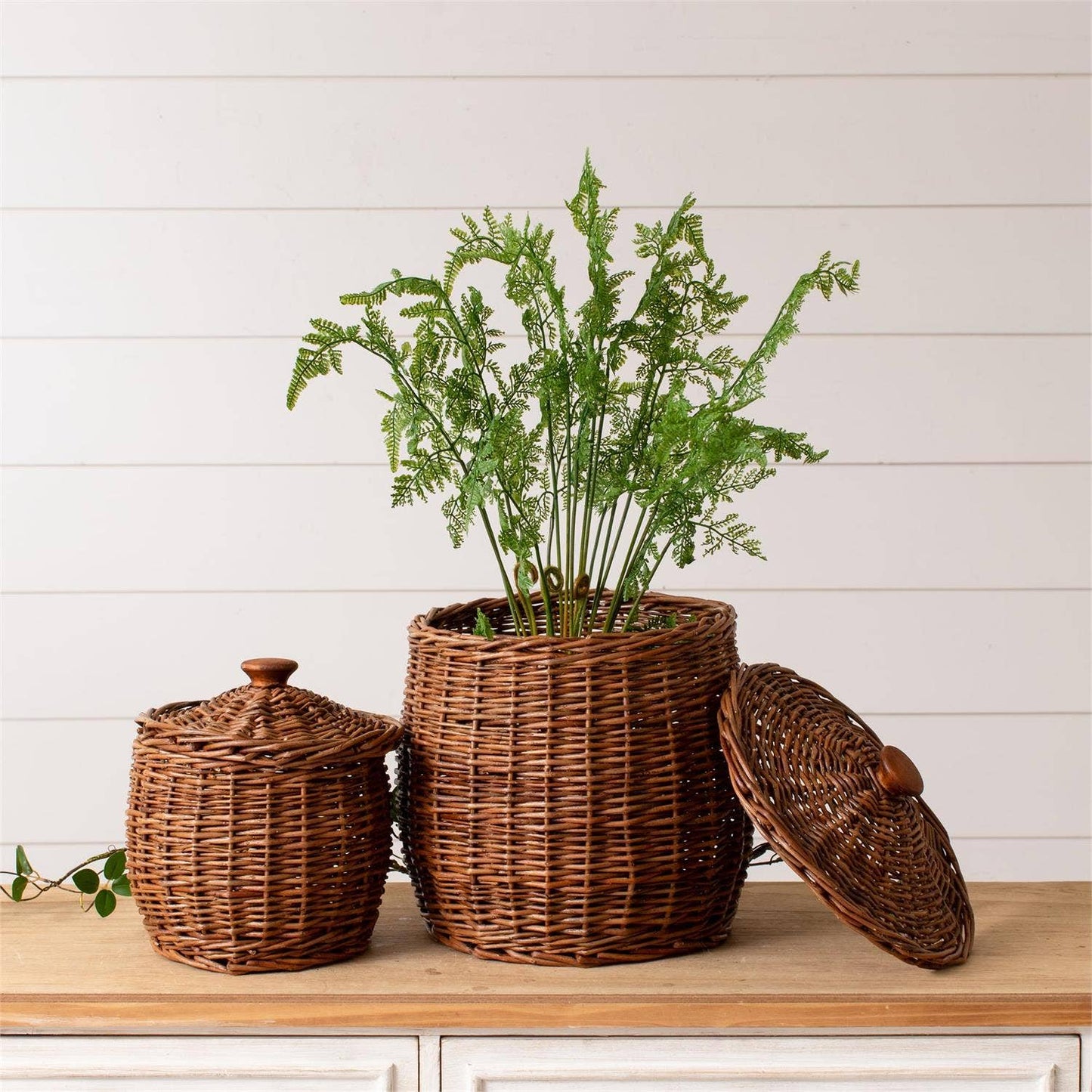 Wicker Storage Basket With Lid