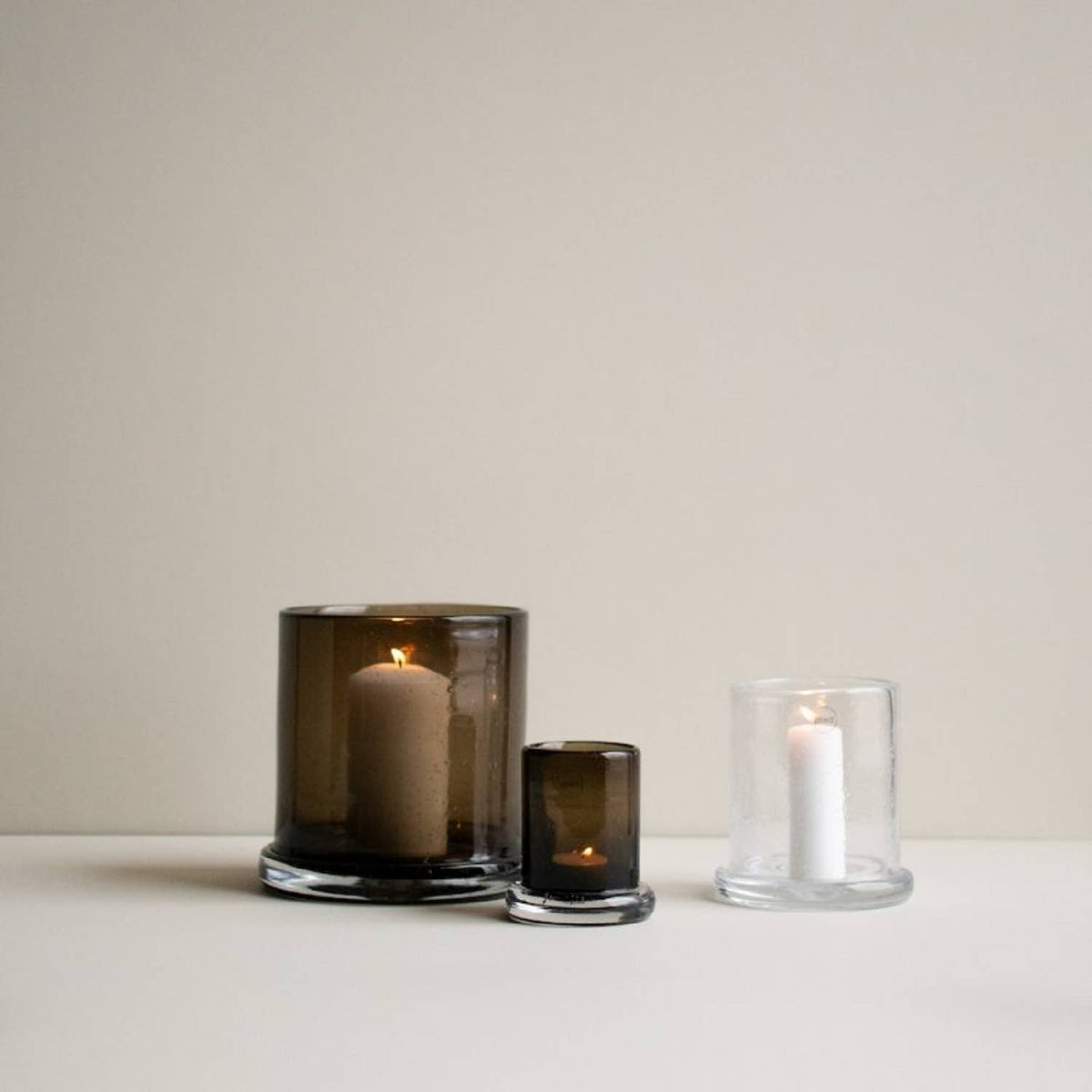 Bubble Hurricane Candle Holder- Large Brown GLASS