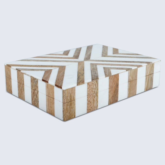 Decorative Box Marquet Chevron Brown & White 5X7X1.5 Inch: 5X7X1.5 inch