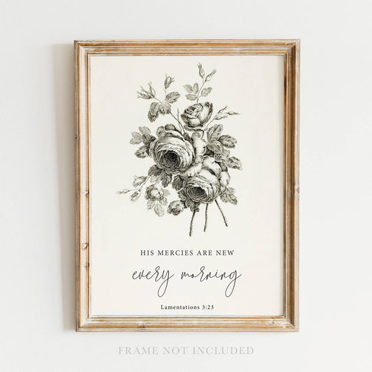 His Mercies Are New Art Print Christian Gift Decor: 5x7