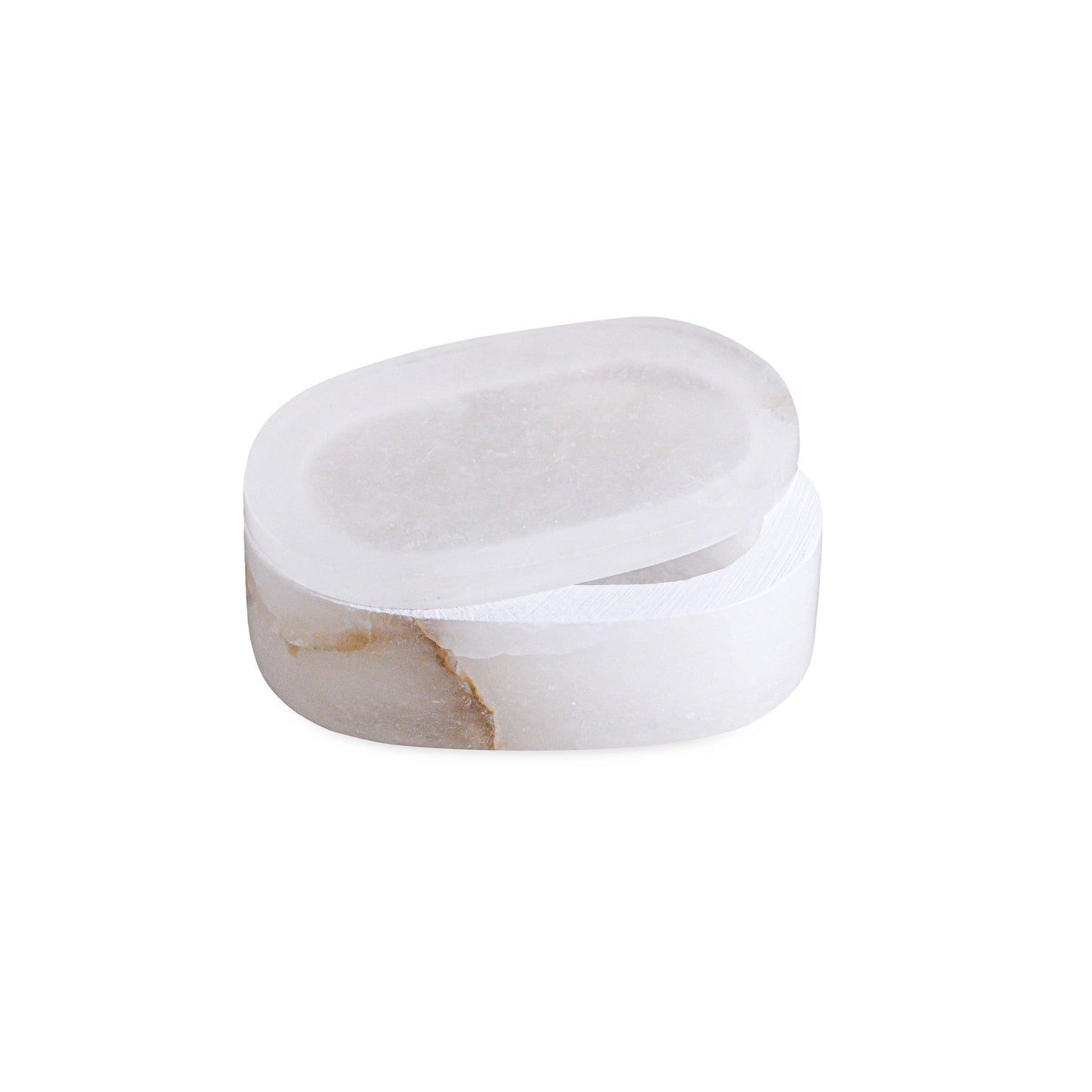 White Alabaster Oval Display Box