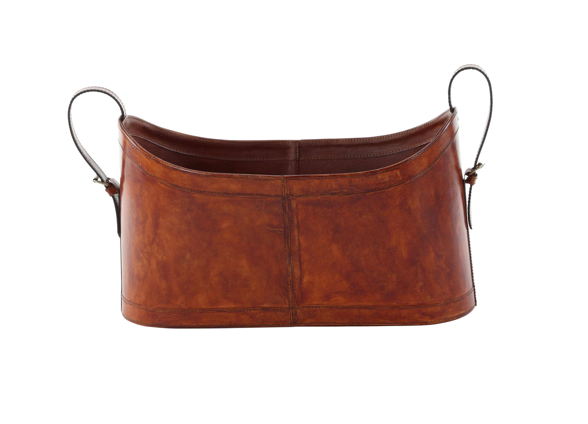 Rustic Brown Leather Magazine Holder