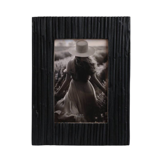 Wooden Resin Jagged Photo Frame Decor - Black, 4x6 in.