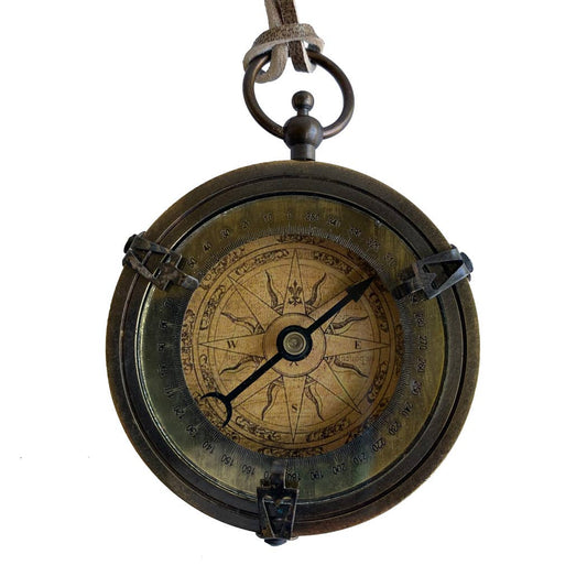 2-1/2" Antiqued Brass Old World Style Compass