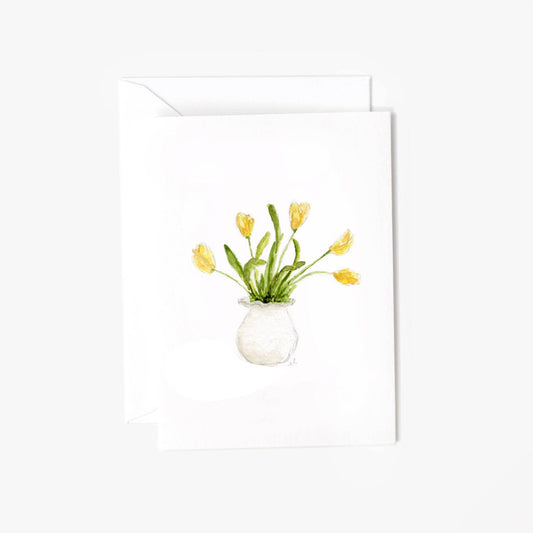 Yellow tulips mini notecard