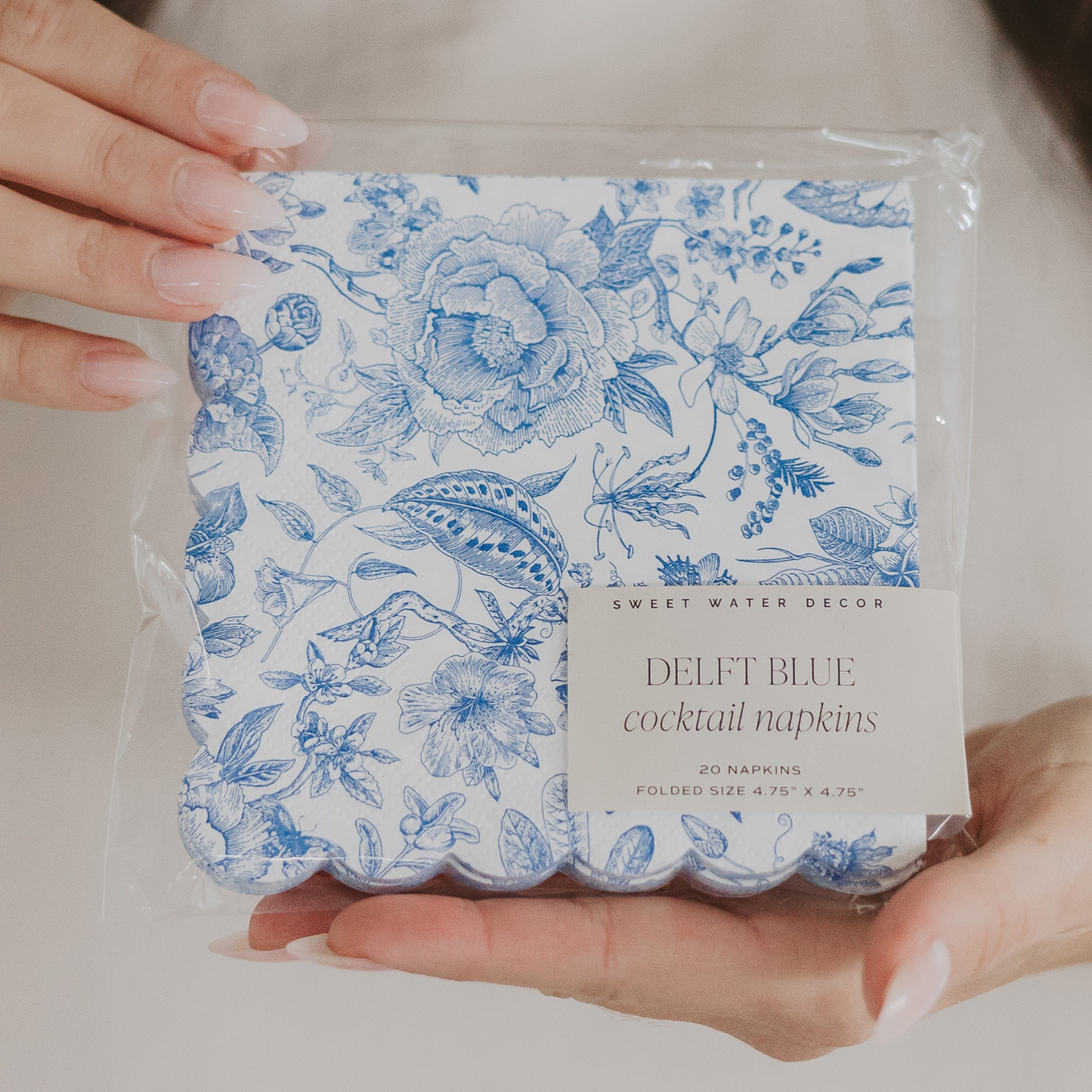 Blue Delft Foil Cocktail Napkins