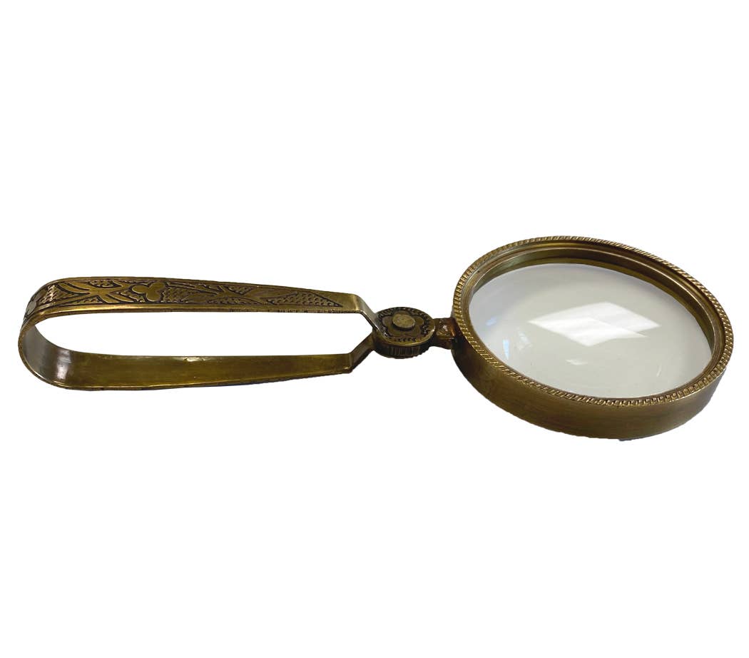 Antique Brass Magnifying Glass with Folding Handle