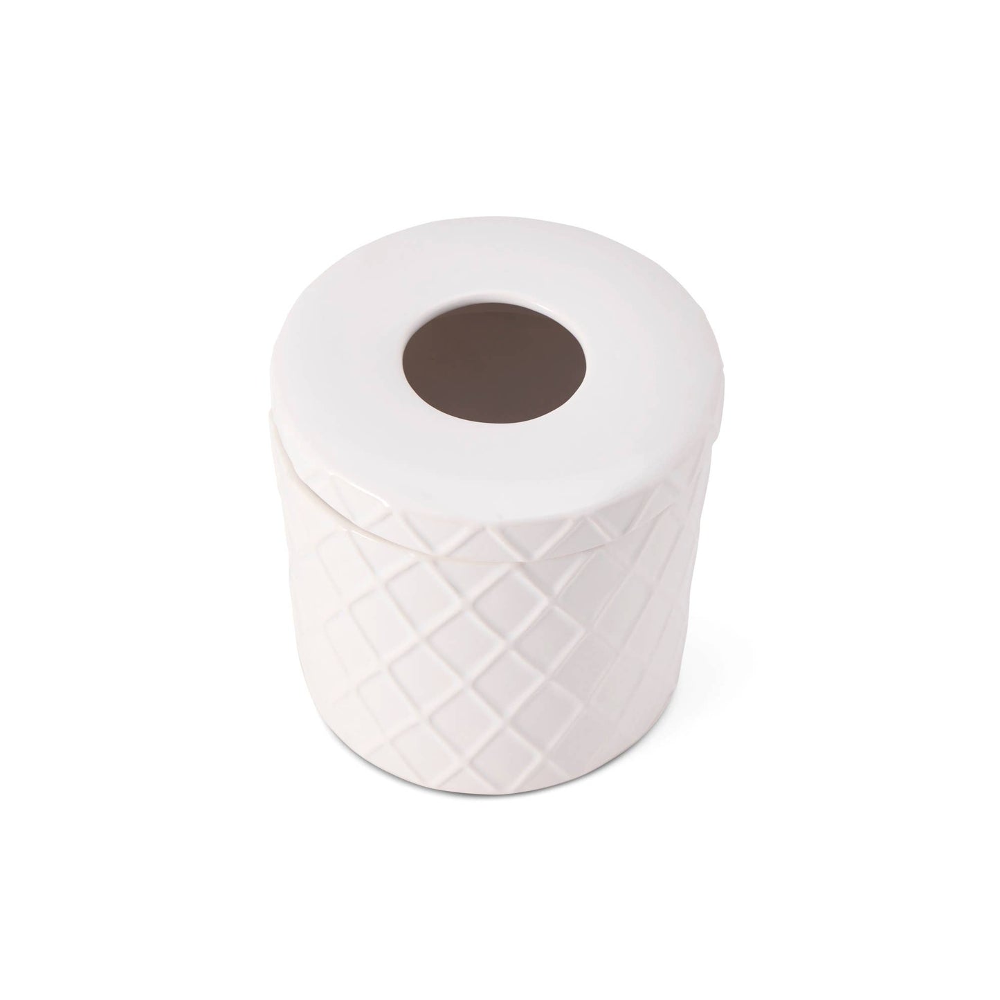 Ceramic Diamond Pattern Tissue Box - White