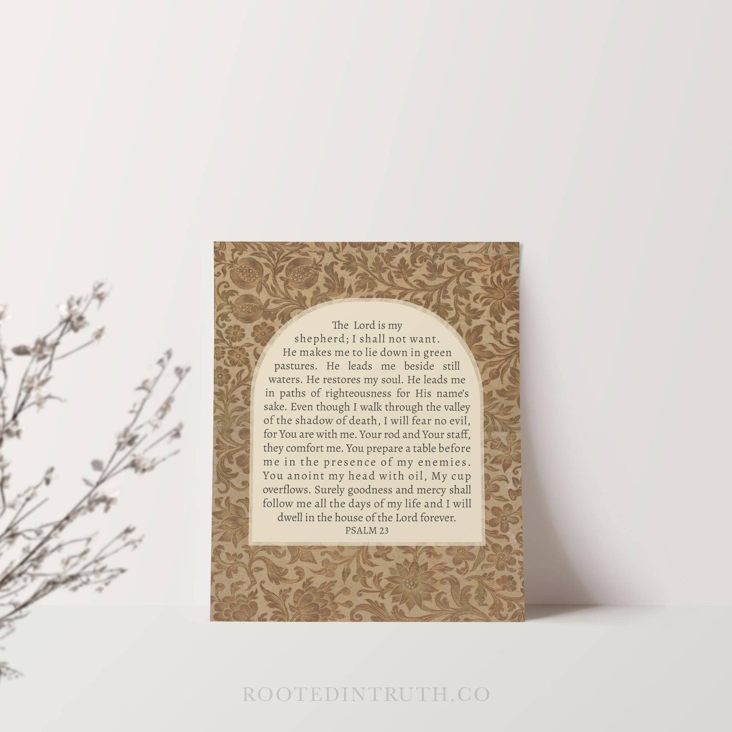 Psalm 23 Vintage Wall Art Print Christian Jesus Gift Decor: 5x7