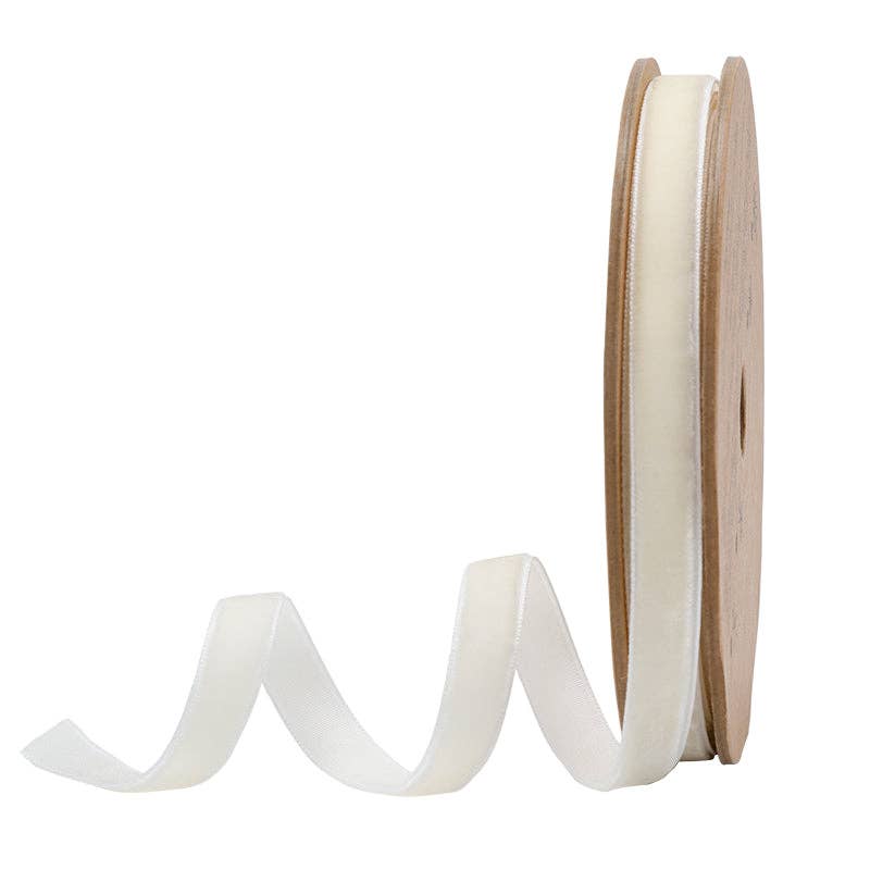 23 Colors | 3/8" Velvet Ribbon | 10 Yard Roll: Parchment