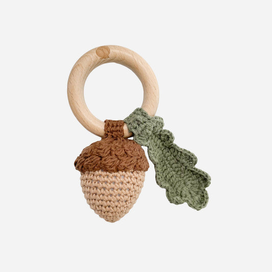 Cotton Rattle Teether Acorn